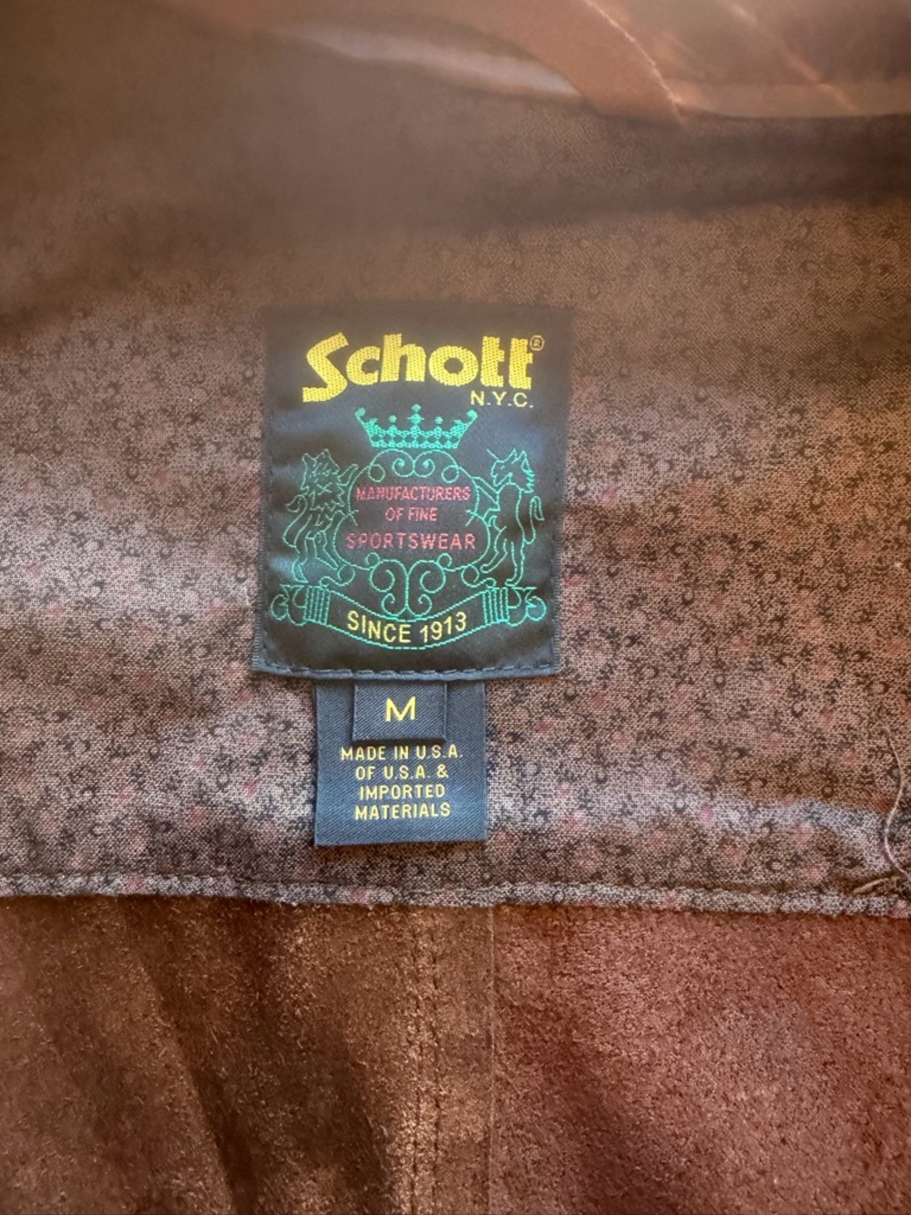 Schott Men's Brown Distressed Leather Jacket. Racer style - Picture 9 of 9